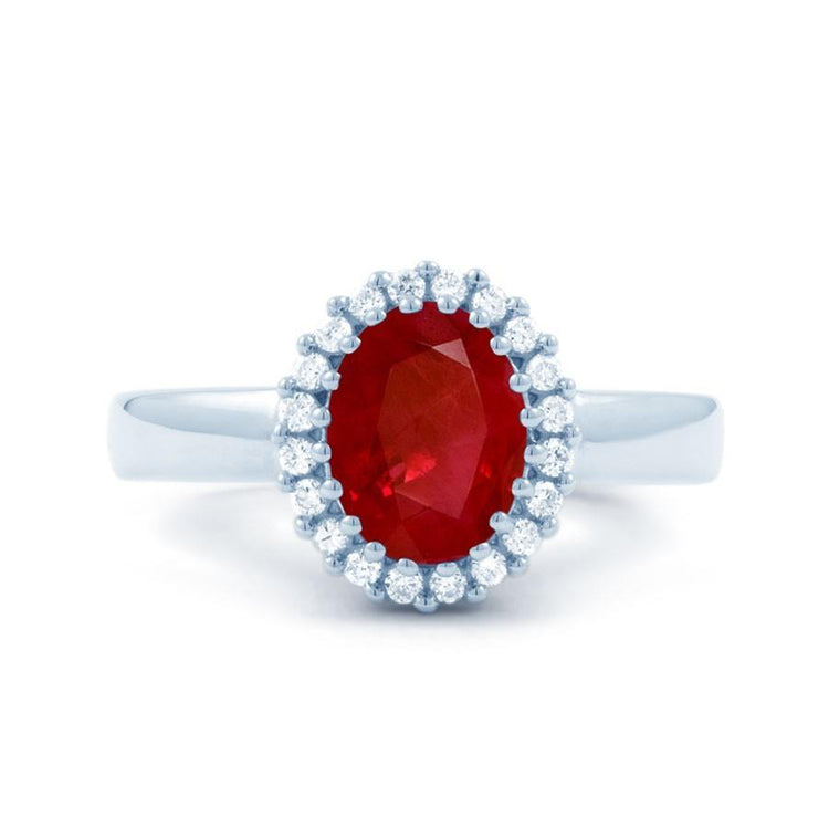 Bague Rubis Rouge Avec Diamants 5.75 Carats Or Blanc 14K - HarryChadEnt.FR