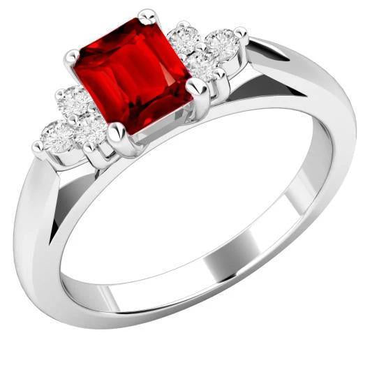 Bague Rubis Rouge Et Diamants 3.40 Carats Or Blanc 14K - HarryChadEnt.FR