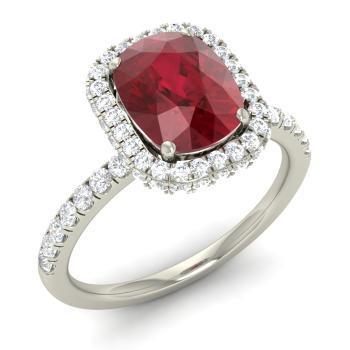 Bague Rubis Rouge Taille Coussin Avec Diamant 10.75 Carats Bijoux Or Blanc - HarryChadEnt.FR