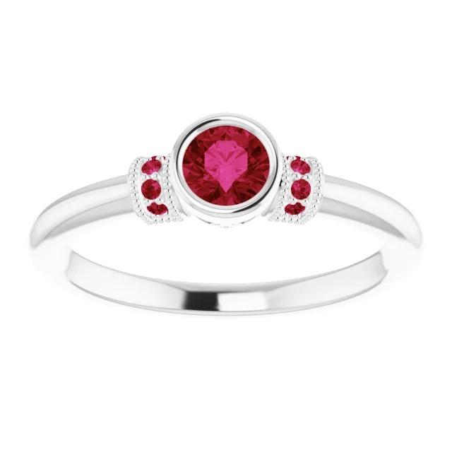 Bague Ruby 1 Carat Millgrain Femmes Lunette Ensemble Bijoux - HarryChadEnt.FR