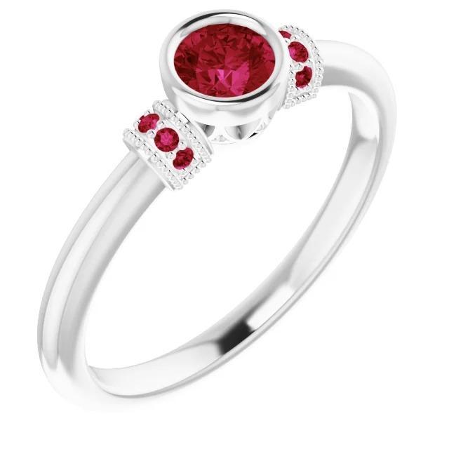 Bague Ruby 1 Carat Millgrain Femmes Lunette Ensemble Bijoux - HarryChadEnt.FR