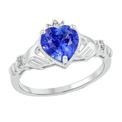 Bague Saphir Bleu Clair Coeur Diamant 2 Carats Bijoux Femme