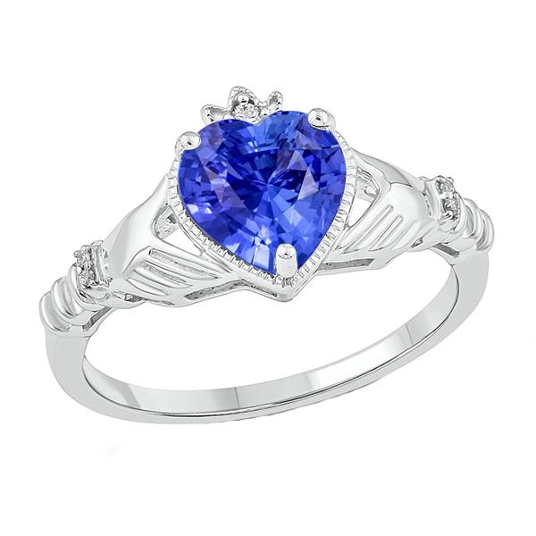 Bague Saphir Bleu Clair Coeur Diamant 2 Carats Bijoux Femme - HarryChadEnt.FR
