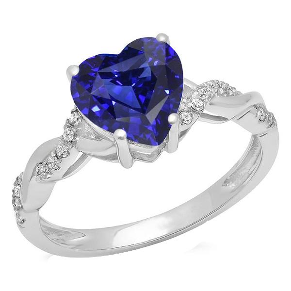 Bague Saphir Bleu Coeur Pierres Précieuses Style Torsadé 3.50 Carats Diamants - HarryChadEnt.FR