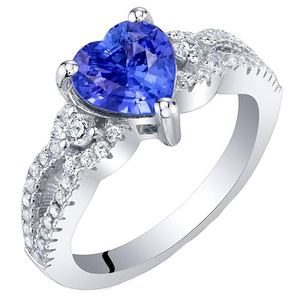 Bague Saphir Bleu & Diamant 4.50 Carats Or Blanc 14K Bijoux - HarryChadEnt.FR