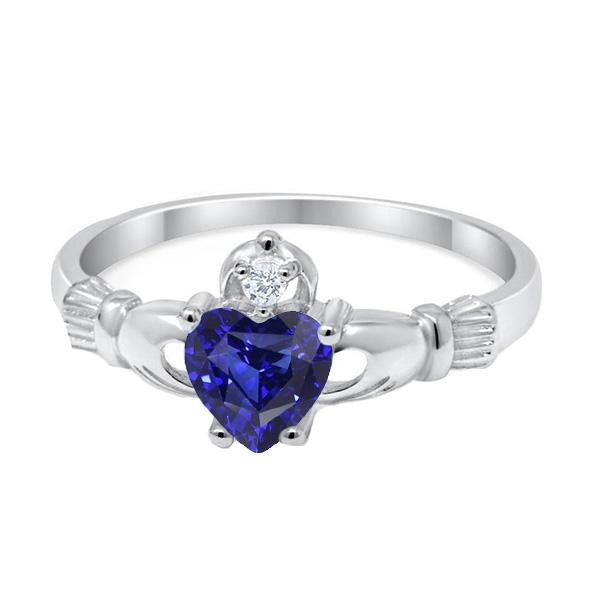 Bague Saphir Bleu & Diamant Coeur Saphir Sri Lankais 1.25 Carats - HarryChadEnt.FR