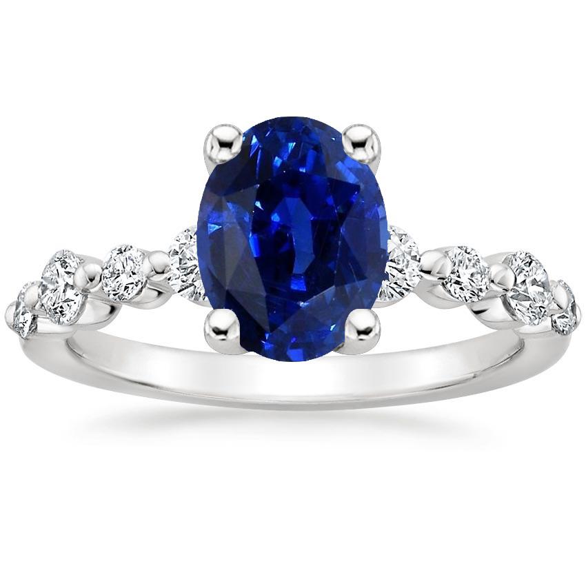 Bague Saphir Bleu & Diamant De Forme Ovale 4.50 Carats Bijoux Femme - HarryChadEnt.FR