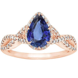 Bague Saphir Bleu Femme Twist Style Avec Accents De Diamants 3.75 Carats