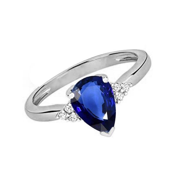 Bague Saphir Bleu Foncé Poire Pierres Précieuses & Diamants 2.50 Carats - HarryChadEnt.FR