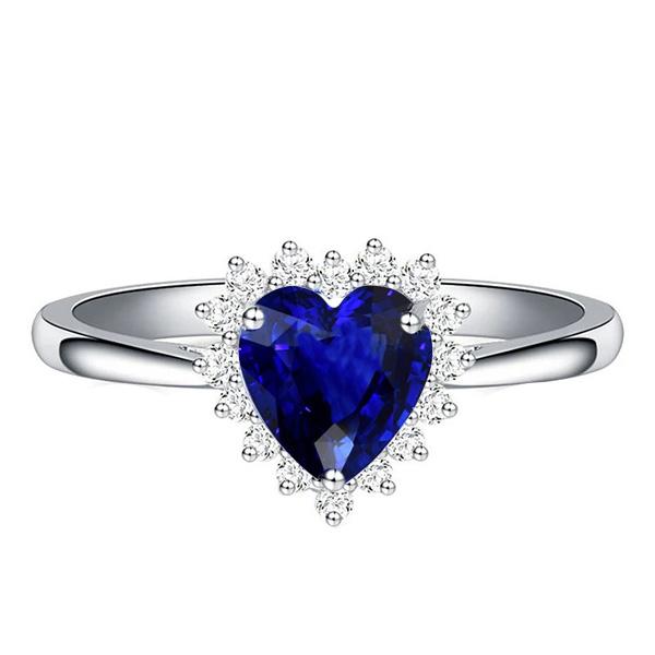 Bague Saphir Bleu Naturel Halo Style Étoile Diamants 2.50 Carats - HarryChadEnt.FR