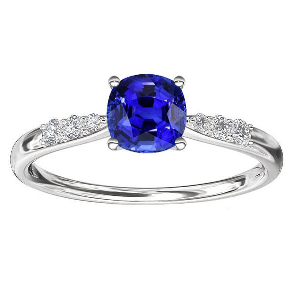 Bague Saphir Bleu Pierre Gemme Or Blanc 14K Diamants 2.50 Carats - HarryChadEnt.FR