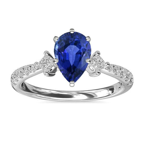 Bague en saphir de Ceylan et pierres précieuses Halo poire et diamants 5 carats - HarryChadEnt.FR