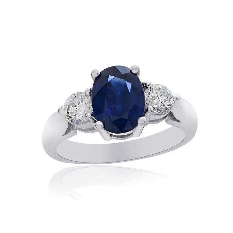 Bague Saphir Ceylan Avec Diamants 3 Carats Or Blanc - HarryChadEnt.FR