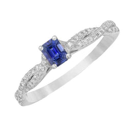 Bague Saphir Ceylan Pierres Précieuses Tige Torsadée & Diamants 3.50 Carats