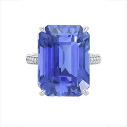 Bague Saphir Ceylan Solitaire Émeraude Avec Accents 5 Carats