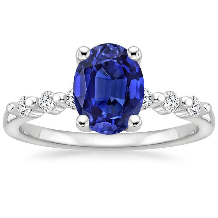 Bague Saphir De Ceylan Ovale Pierres Précieuses Et Diamants Pour Femme 4 Carats - HarryChadEnt.FR