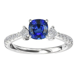 Bague Saphir Diamant Rond & Princesse 3 Carats Style 3 Pierres