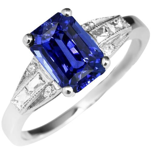 Bague Princesse & Diamant Rond 4 Carats Saphir Radiant Bleu Bijoux - HarryChadEnt.FR