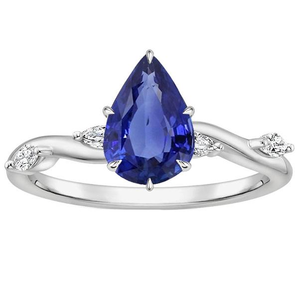 Bague Saphir Femme Poire Avec Accents Diamant Marquise 4.50 Carats - HarryChadEnt.FR