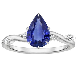 Bague Saphir Femme Poire Avec Accents Diamant Marquise 4.50 Carats