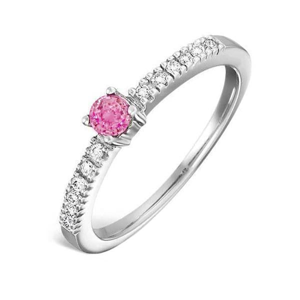 Bague Saphir Rose Et Diamant 1.45 Carats Pierre Précieuse Or Blanc 14K - HarryChadEnt.FR