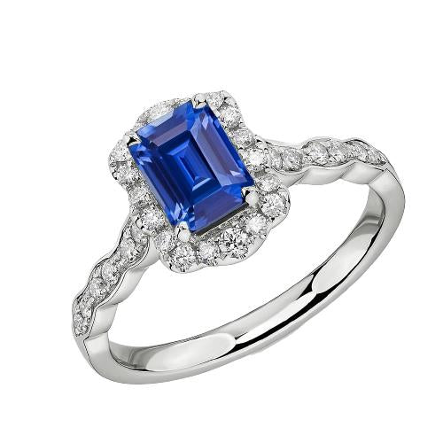 Bague Saphir Solitaire Émeraude Avec Accents Style Fleur 3 Carats - HarryChadEnt.FR
