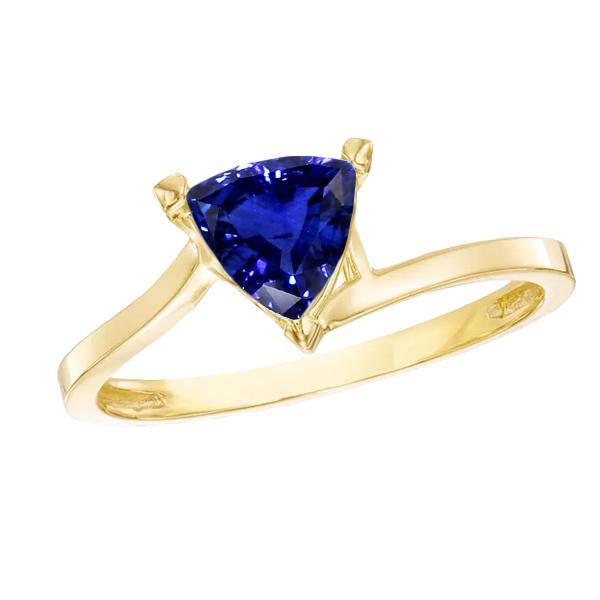 Bague Saphir Solitaire Trillion 1.50 Carats Style Bypass Or Jaune - HarryChadEnt.FR