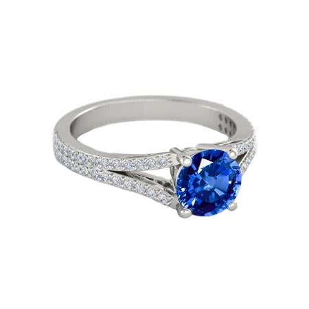Bague Saphir Sri Lankais Et Diamants En Or Blanc 14K 3.20 Carats - HarryChadEnt.FR