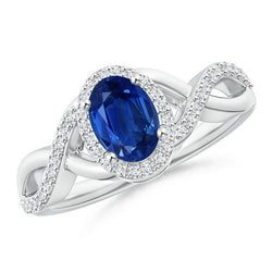 Bague Saphir Sri Lankais Or Blanc Diamant Rond Bijoux 1.85 Carats
