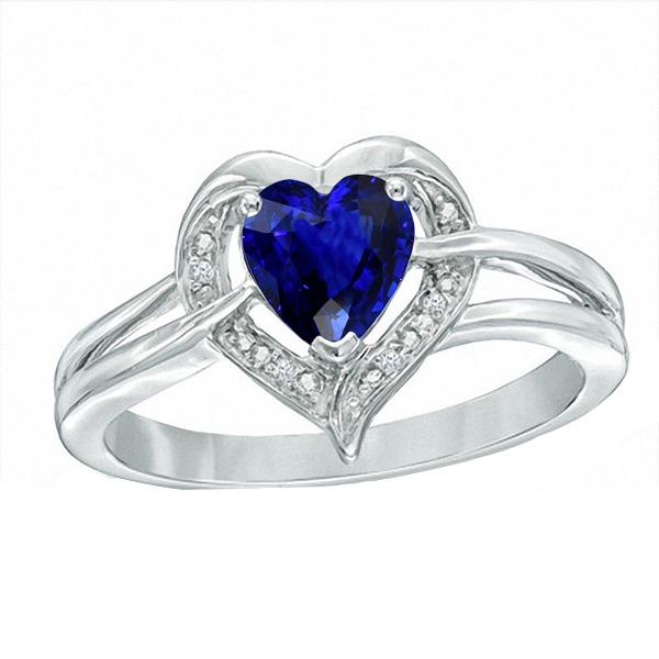 Bague Saphir Sri Lankais Style Coeur Halo 1.50 Carats Diamants - HarryChadEnt.FR
