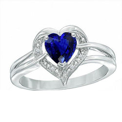 Bague Saphir Sri Lankais Style Coeur Halo 1.50 Carats Diamants