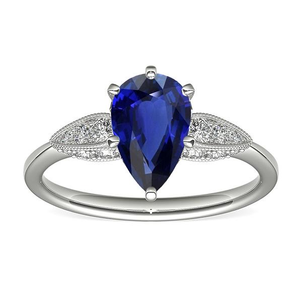 Bague Saphir Srilanka 3 Pierres Emeraude & Diamants Baguette 3.50 Carats - HarryChadEnt.FR