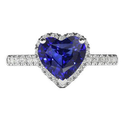 Bague Saphir Srilanka Coeur Halo pour Femme & Diamants 3.50 Carats