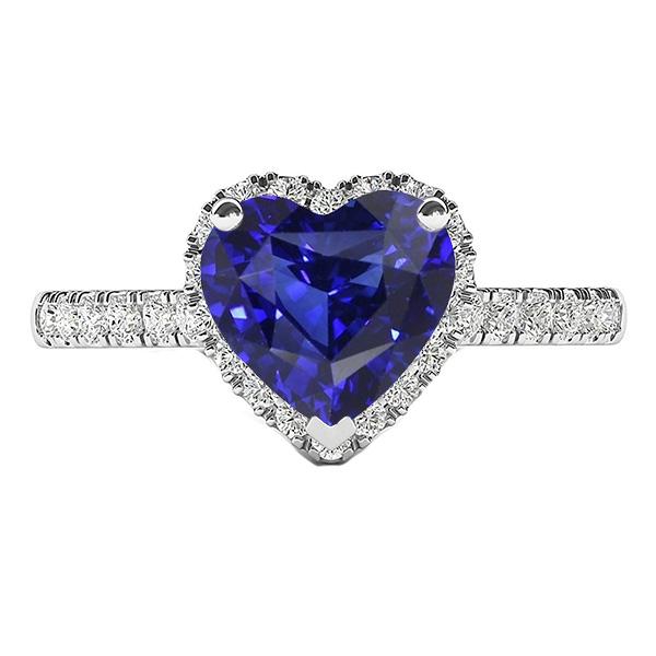 Bague Saphir Srilanka Coeur Halo pour Femme & Diamants 3.50 Carats - HarryChadEnt.FR