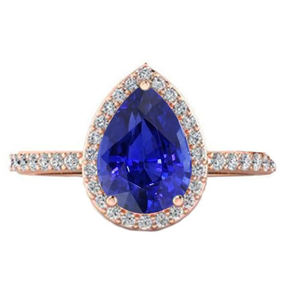 Bague Saphir Srilanka Halo Or Rose & Bijoux Diamants 4 Carats - HarryChadEnt.FR