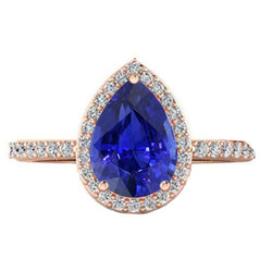 Bague Saphir Srilanka Halo Or Rose & Bijoux Diamants 4 Carats