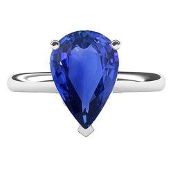 Bague Sapphire Sri Lanka Poire Solitaire Sertie Griffe Or 3 Carats