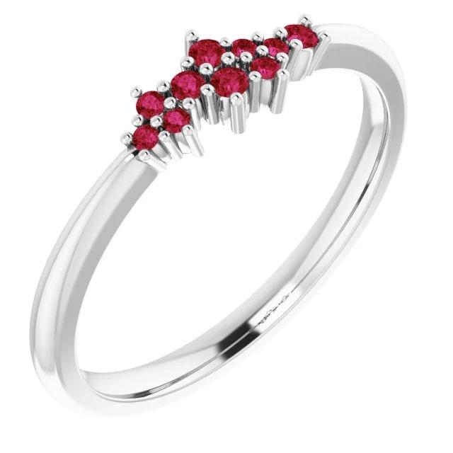 Bague Serti Griffe Pierres Rubis Or Blanc 14K 1 Carat - HarryChadEnt.FR