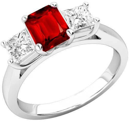 Bague Sertie De Griffes Rubis Rouge Et Diamants 4.00 Carats Or 14K - HarryChadEnt.FR