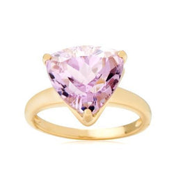 Bague Solitaire 10 Carats Kunzite Rose Or Jaune 14K