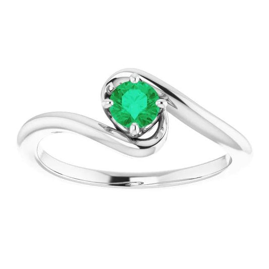 Bague Solitaire 1.50 Carats Columbian Vert Emeraude Style Torsadé - HarryChadEnt.FR