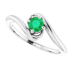 Bague Solitaire 1.50 Carats Columbian Vert Emeraude Style Torsadé