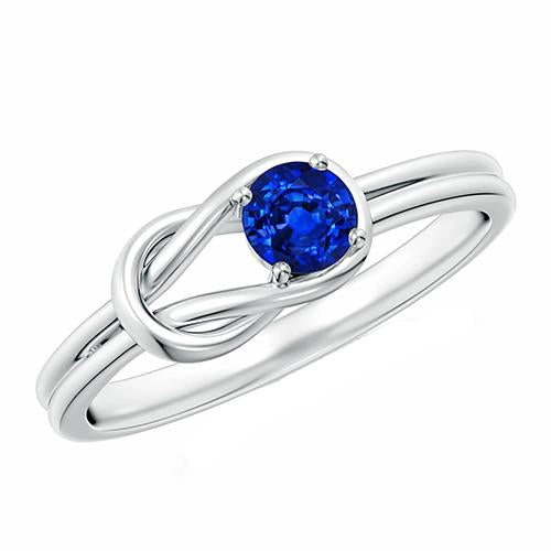 Bague Solitaire 2 Carats Or Blanc Tige Fendue Saphir Bleu Bijoux - HarryChadEnt.FR