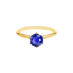 Bague Solitaire 2 Carats Or Jaune Véritable Saphir Sri Lankais