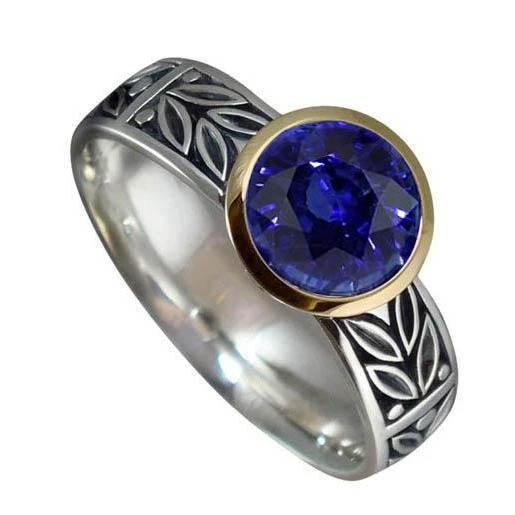 Bague Solitaire 2 Carats Ronde Tanzanite AAA Bijoux De Style Antique - HarryChadEnt.FR