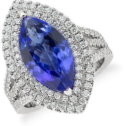 Bague Solitaire 21.25 Ct Avec Accent Tanzanite Avec Diamants Or 14K