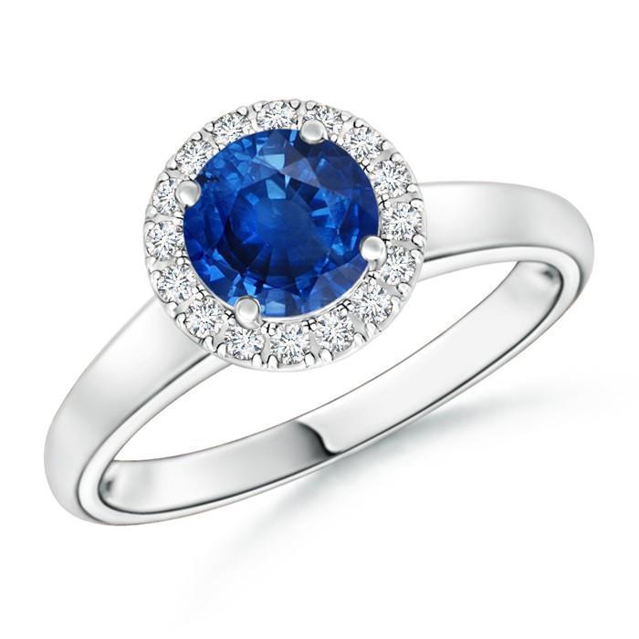 Bague Solitaire 2.80 Ct Avec Accents Ceylan Saphir Diamants WG 14K - HarryChadEnt.FR