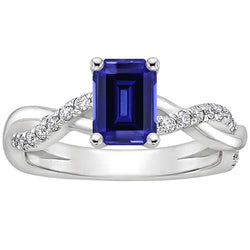 Bague Solitaire Accents Saphir Bleu & Diamant 4 Carats Style Infini