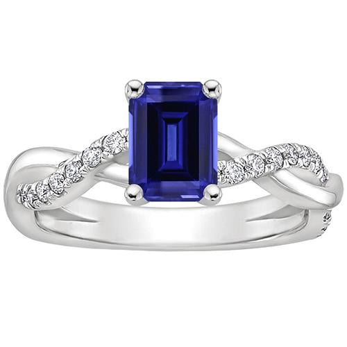 Bague Solitaire Accents Saphir Bleu & Diamant 4 Carats Style Infini - HarryChadEnt.FR