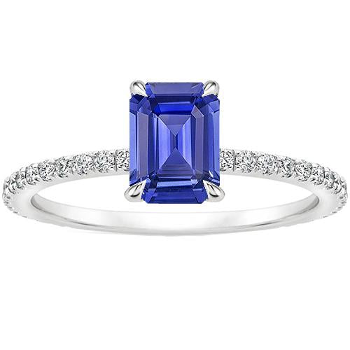 Bague Solitaire Accents Saphir Bleu Émeraude & Diamant 4 Carats - HarryChadEnt.FR